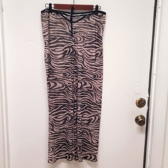 unknown Other - Zebra patterned bathing suit cover up sheer tie pants size M